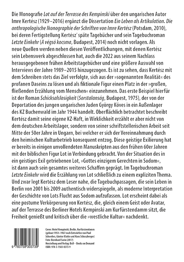 Bernhard Sarin: Lot auf der Terrasse des Kempinski (2024)