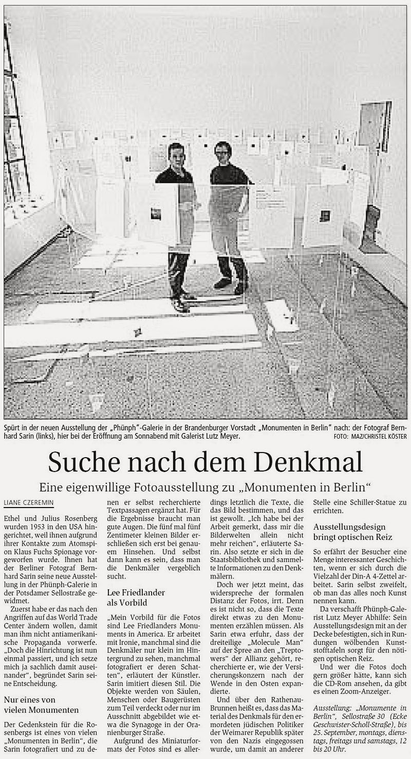 Bernhard Sarin, Monumente in Berlin